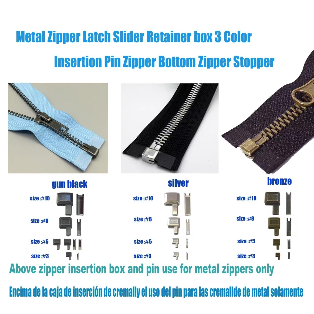 Amazon.com: Metal Zippers Latch Slider Retainer Box 3 Color